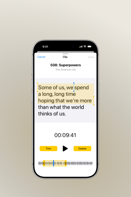iOS Podcast Clip & Share Design